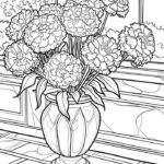 tranh tô màu hoa cẩm tú cầu trong lọ