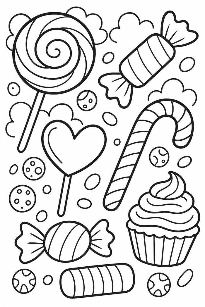 tranh tô màu kẹo ngọt ngào