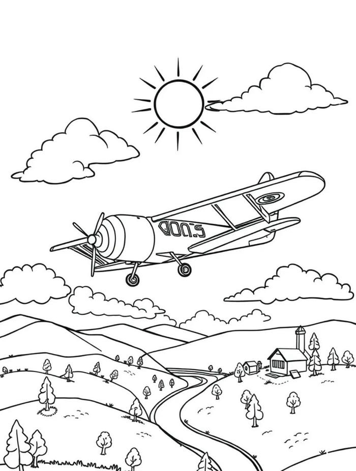 tranh tô màu máy bay 1 động cơ