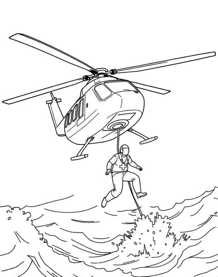tranh tô màu máy bay cứu người