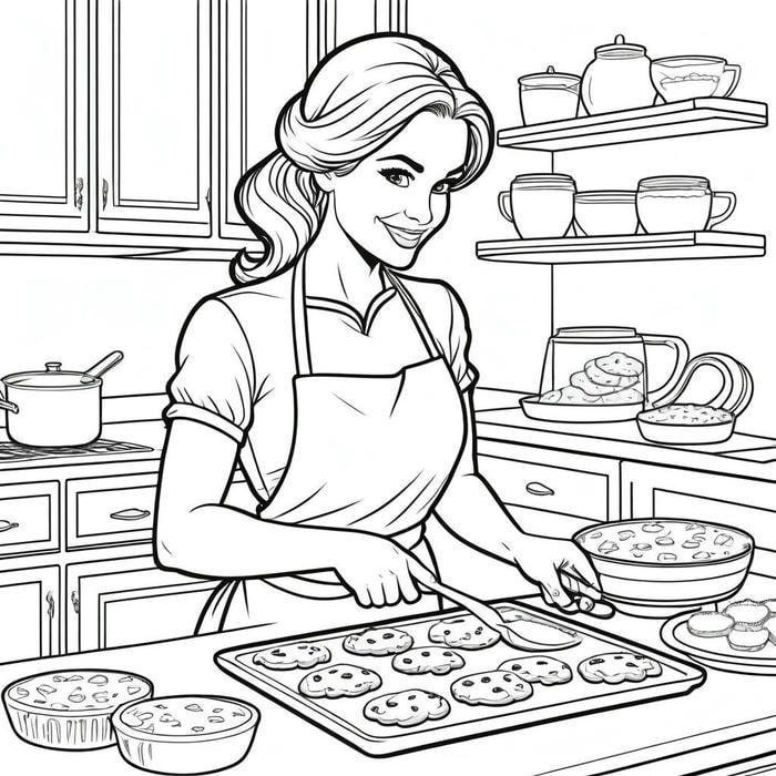 tranh tô màu mẹ làm bánh(1)