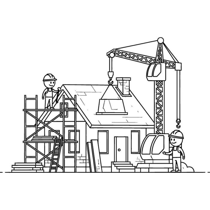 tranh tô màu nghề xây dựng và các máy móc