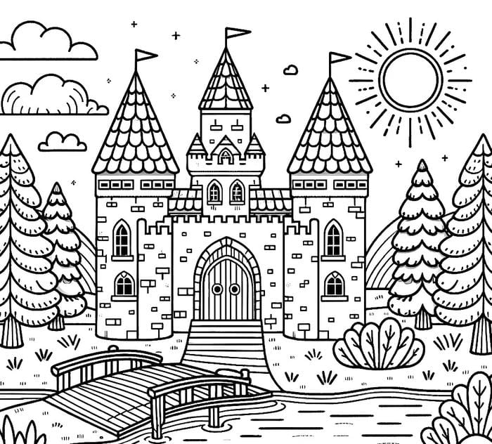 tranh tô màu ngôi nhà và ông mặt trời