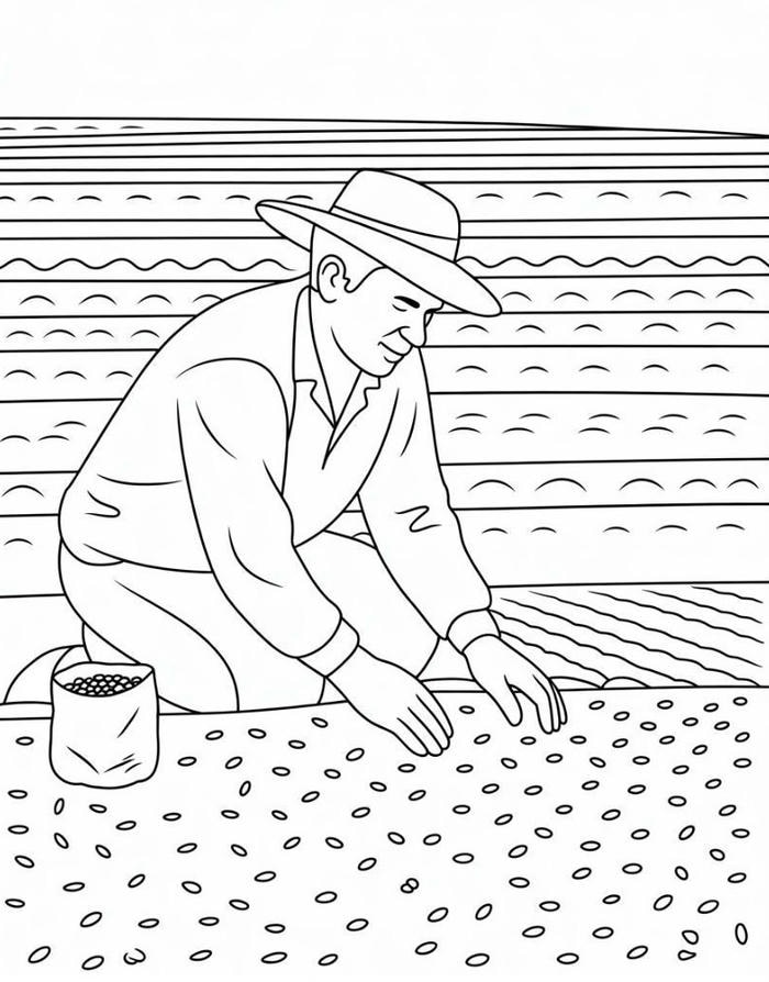 tranh tô màu người làm nông chăm cây