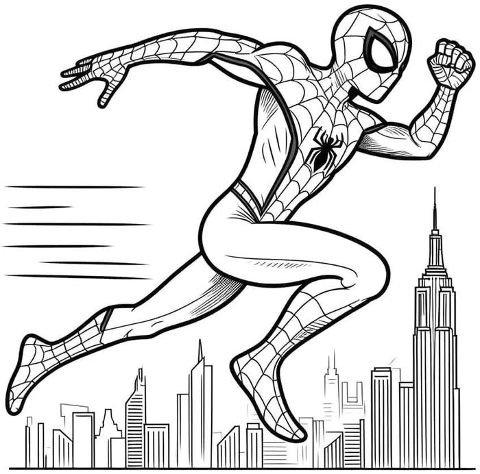 tranh tô màu người nhện chạy nhanh