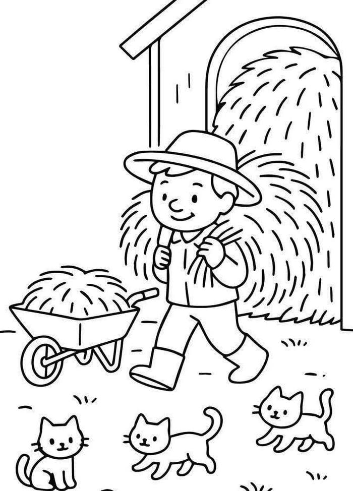 tranh tô màu nông dân làm việc