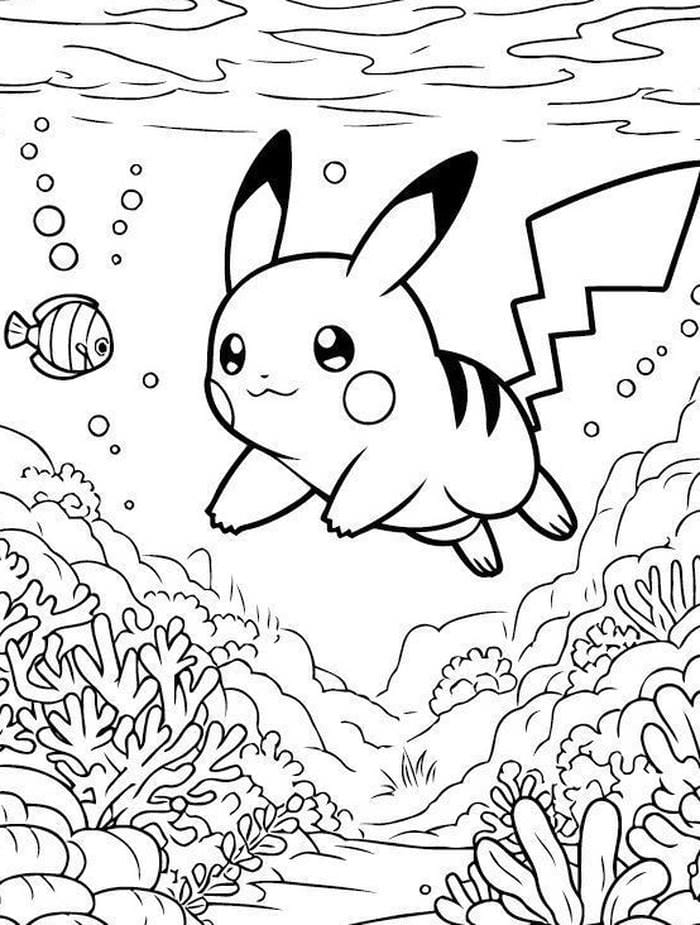 tranh tô màu pokemon dưới nước