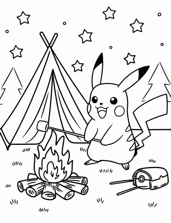 tranh tô màu pokemon nướng đồ ăn