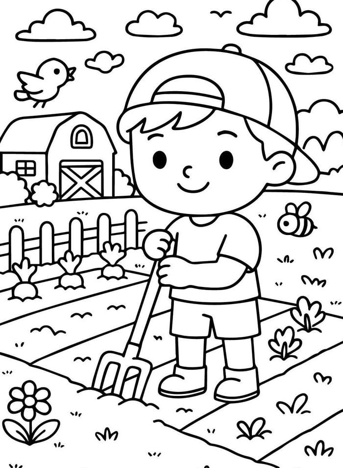 tranh tô màu trồng cây lương thực