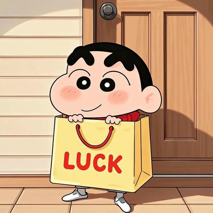 Ảnh Cậu bé bút chì xách túi may mắn màu vàng