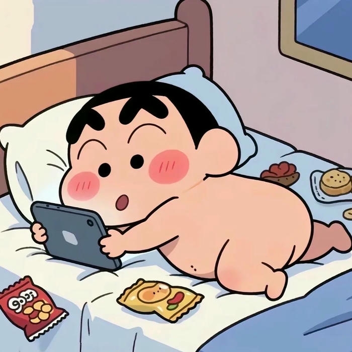 Ảnh avatar Shin cậu bé bút chì nằm ăn bánh kẹo