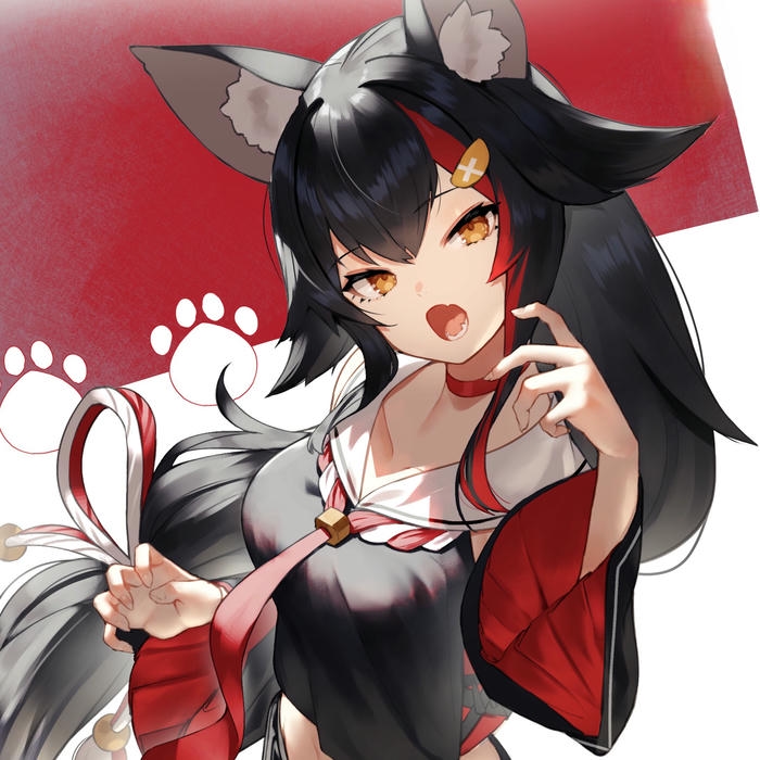 Ảnh avatar Tiktok đẹp anime nữ tai thú kimono đỏ đen