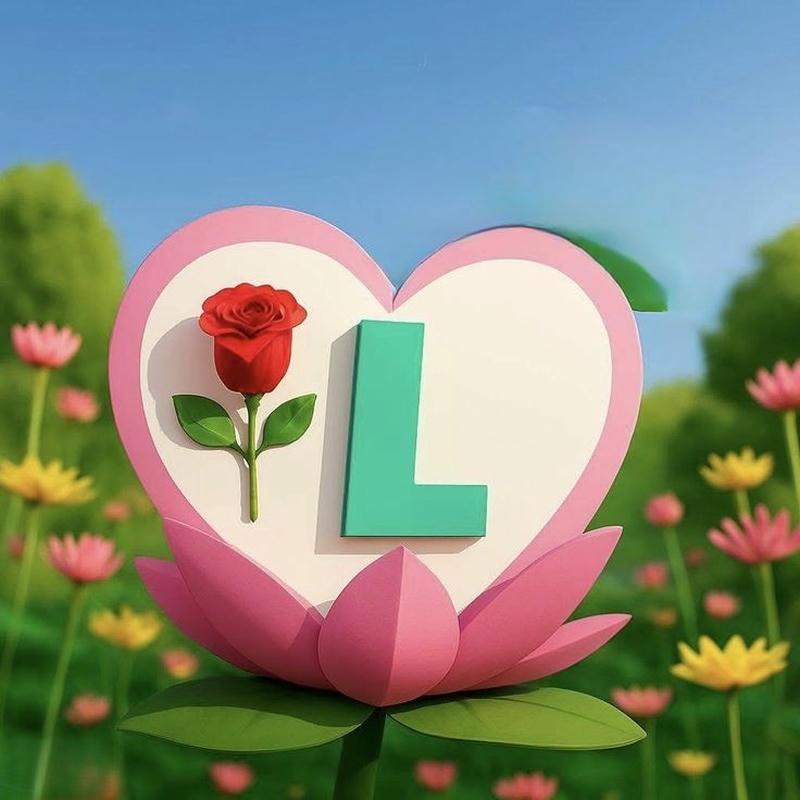 Ảnh avatar chữ L trong chậu hoa trái tim đẹp