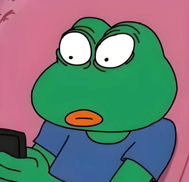 Ảnh hài meme ếch xanh với khuôn mặt ngơ ngác