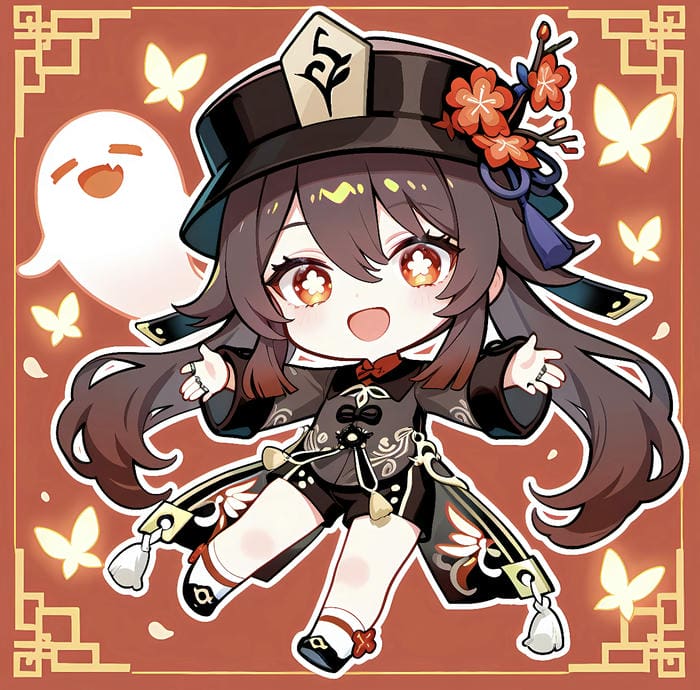 Ảnh hutao chibi nhảy múa cùng con ma