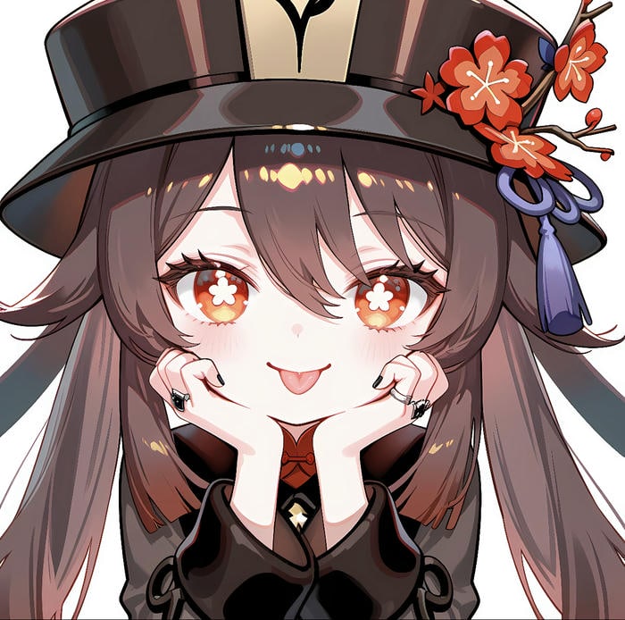 Ảnh hutao chibi tay chống cằm cute