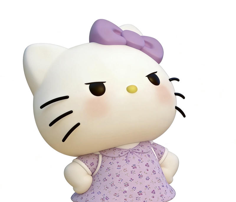 Ảnh mèo Hello Kitty chibi dễ thương với biểu cảm vui nhộn