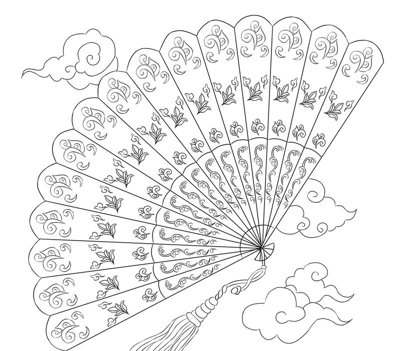 Ảnh quạt giấy đẹp cho bé tô màu