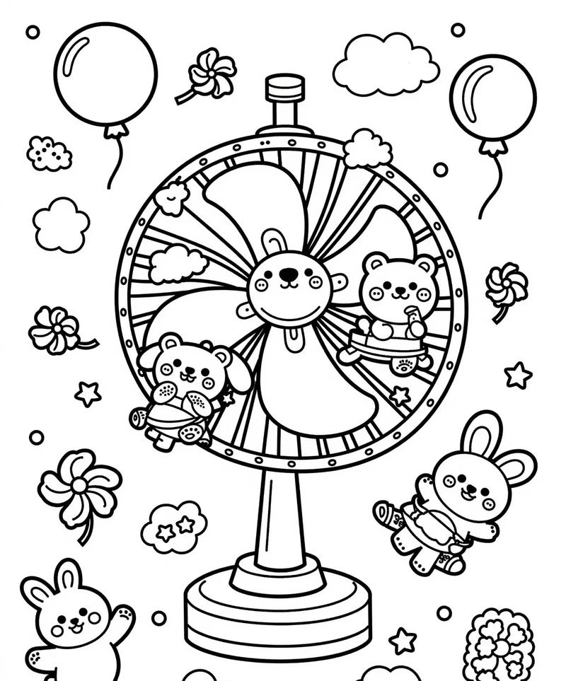 Ảnh quạt giấy họa tiết cute dành cho tô màu