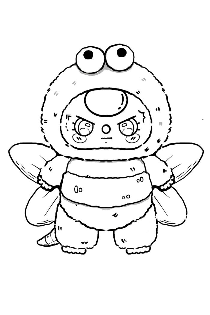 Ảnh tô màu baby three có cánh