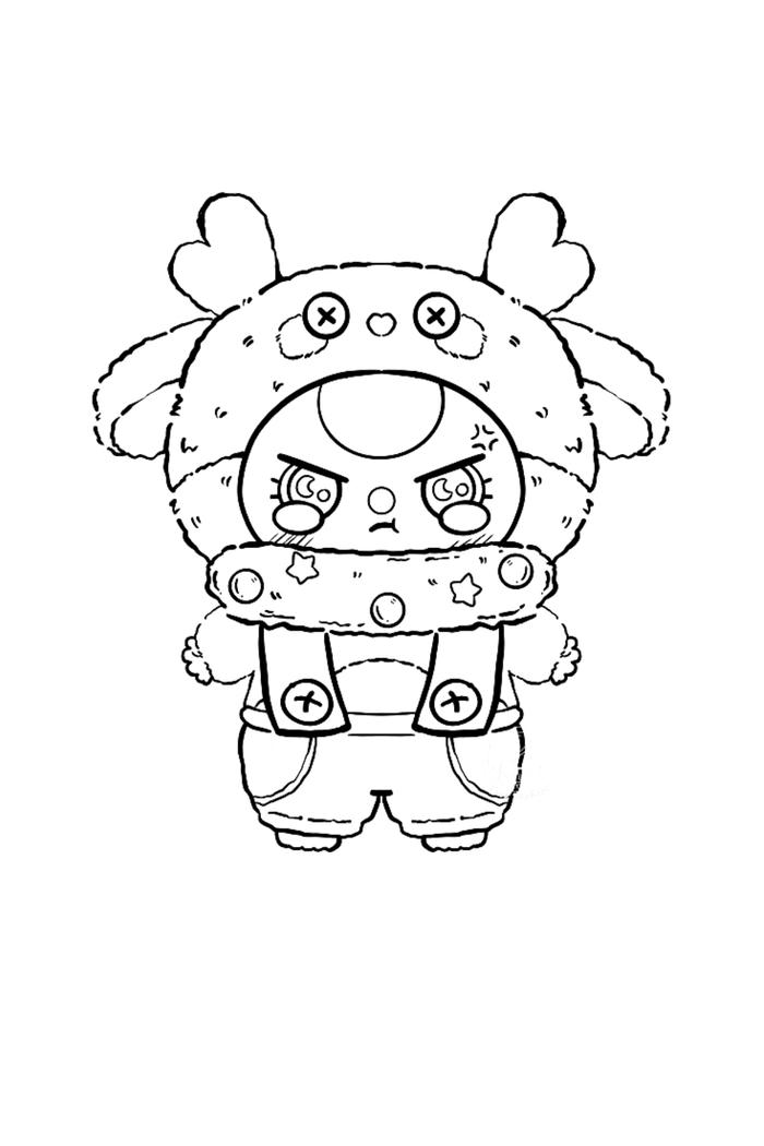 Ảnh tô màu baby three có sừng