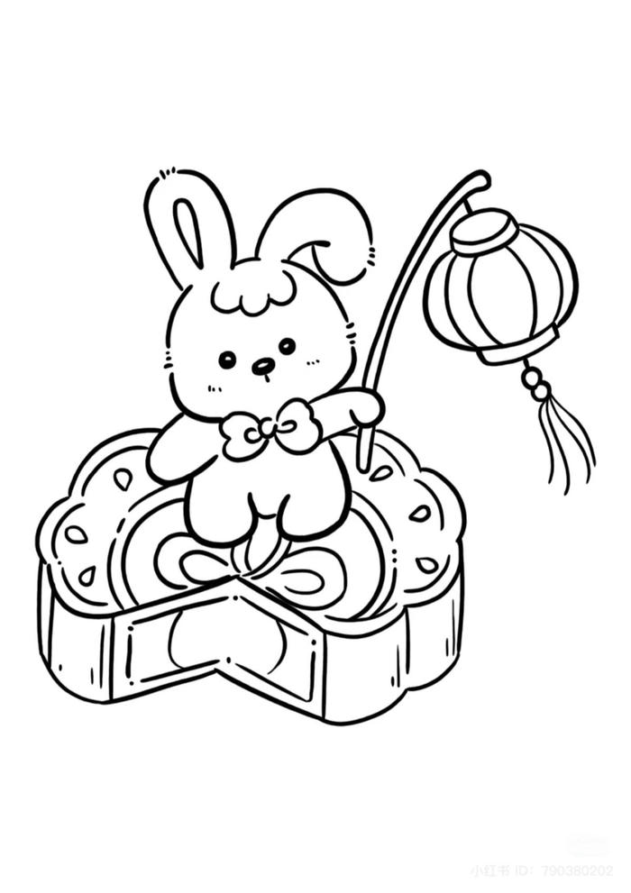 Ảnh tô màu bánh trung thu dễ thương