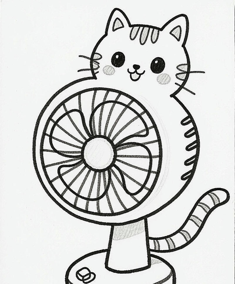 Ảnh vẽ quạt đơn giản cho bé tập tô