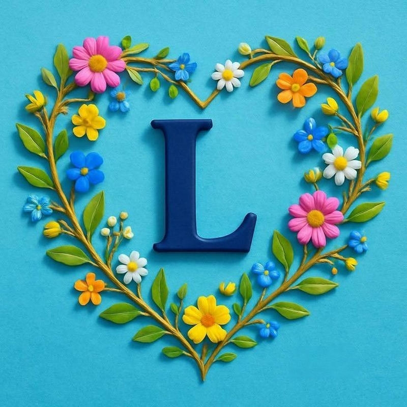 Ảnh vòng hoa trái tim xanh chữ L ở giữa