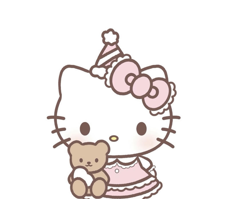 Bức minh họa Kitty đầu to thân nhỏ dễ thương kiểu chibi
