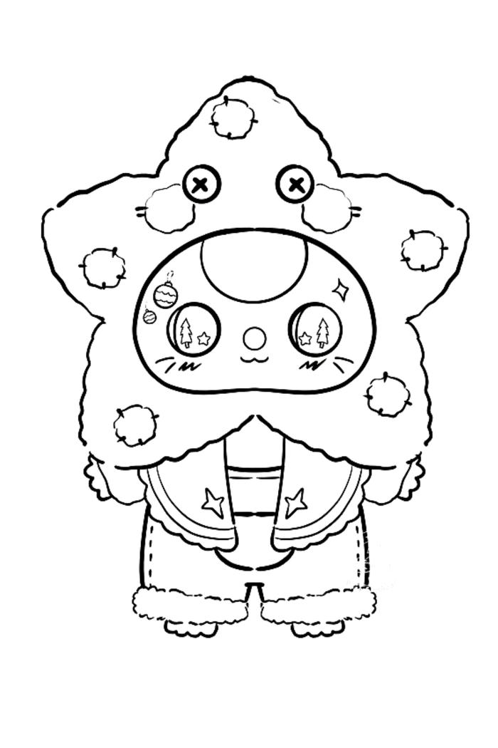 Bức tranh tô màu baby three chibi