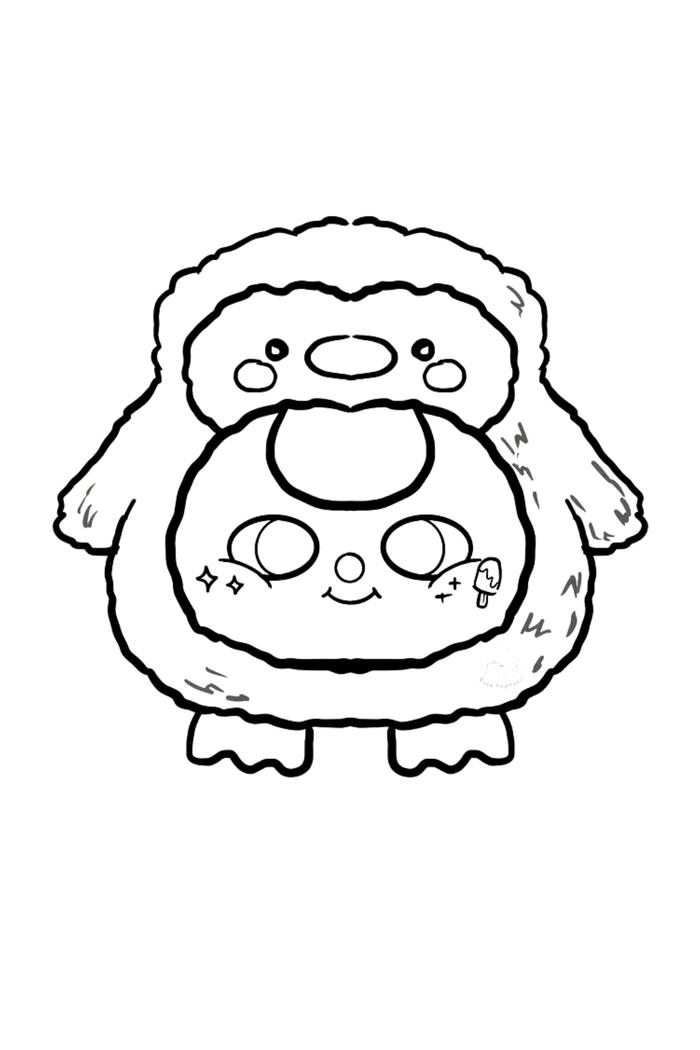 Bức tranh tô màu baby three hoạt hình con vịt