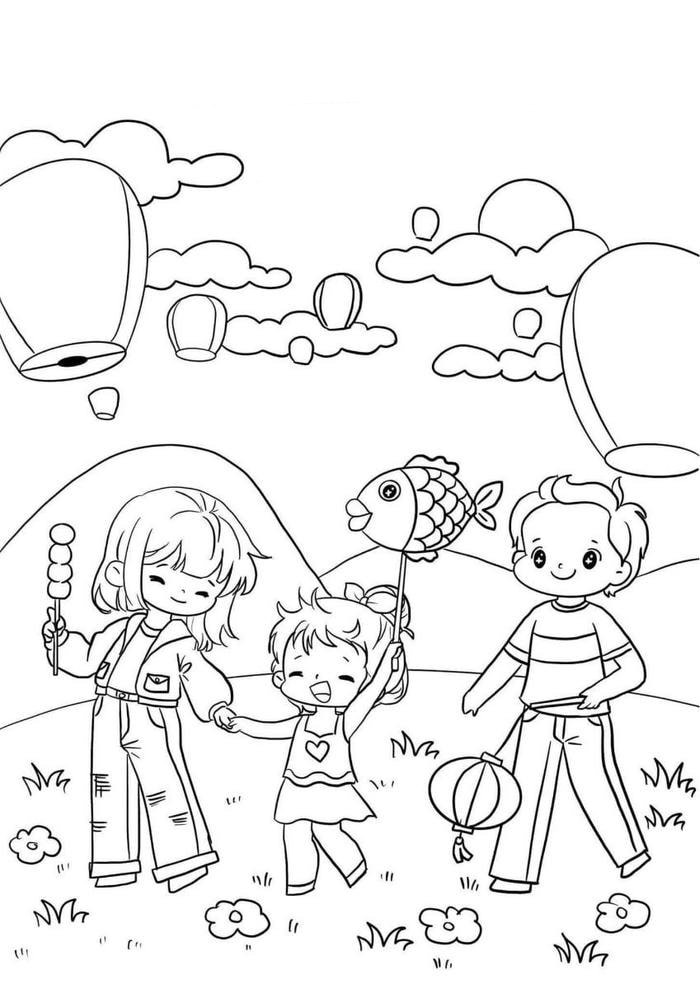 Bức tranh tô màu đêm trăng rằm