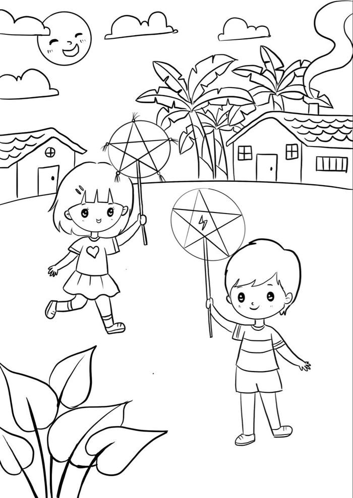 Bức tranh tô màu trung thu cổ tích