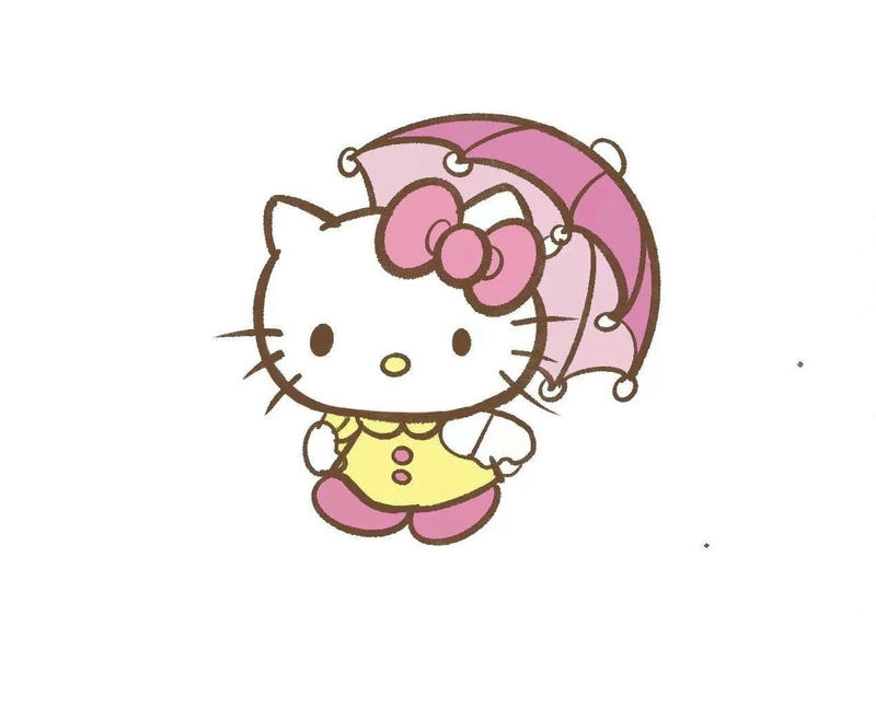 Bức vẽ nhân vật Hello Kitty đầu to thân nhỏ phong cách chibi ngộ nghĩnh
