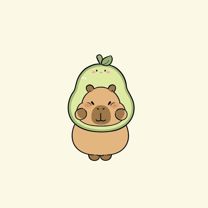 Capybara chibi mũ quả bơ cute nhất