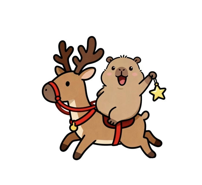 Capybara chibi ngày lễ noel cute