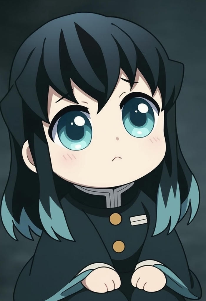 Chibi Muichirou đôi mắt xanh long lanh
