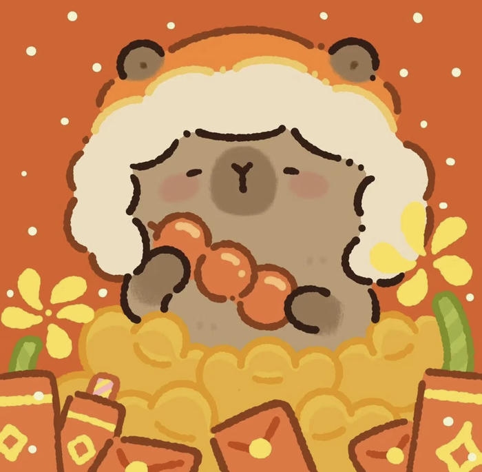 Chibi capybara chibi chủ đề tết