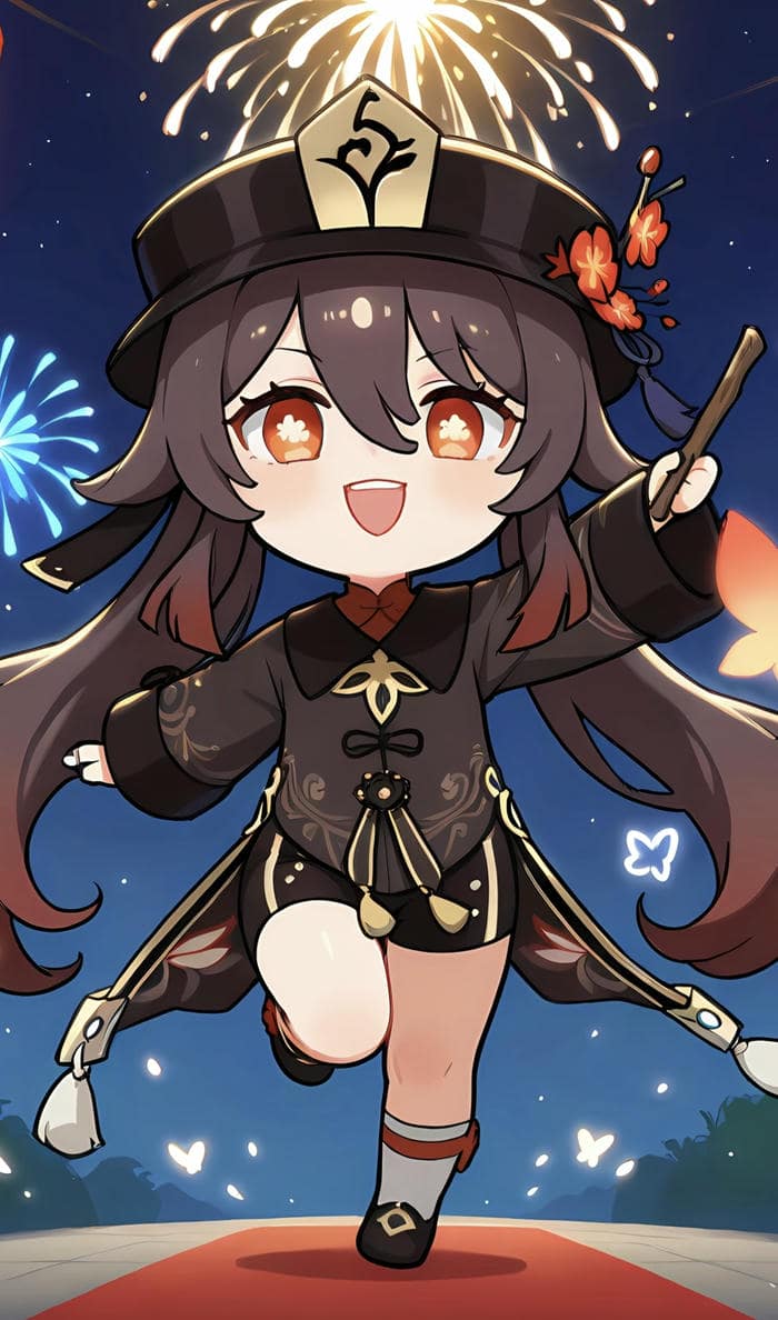 Chibi hutao đêm giao thừa đẹp