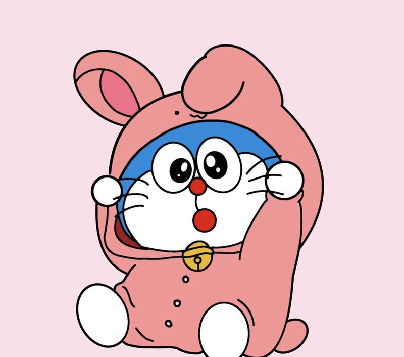 Chú Doraemon nhỏ xíu mắt to phong cách chibi