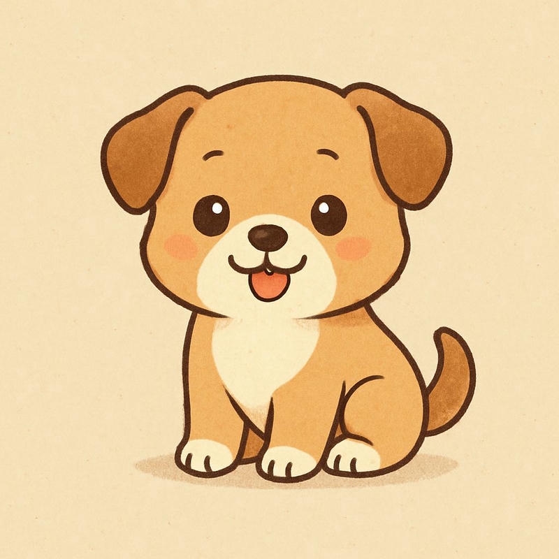 Chú cún con tròn trịa chibi con vật dễ thương