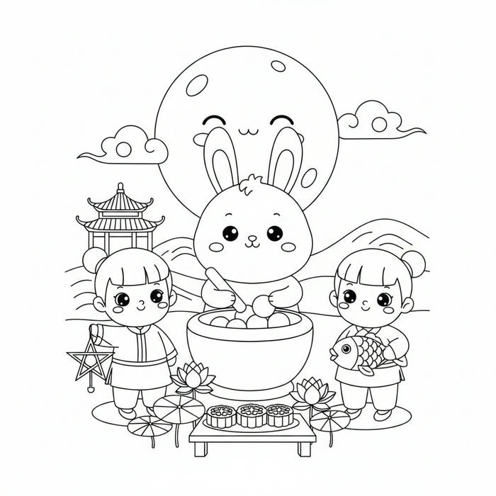 Chủ để cổ tích tô màu trung thu