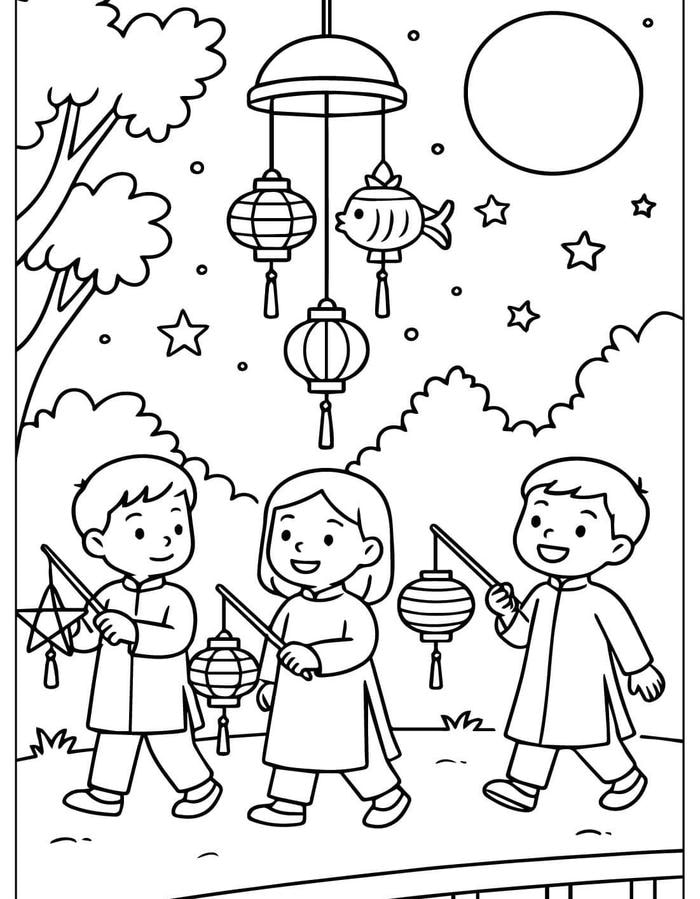 Chủ để đêm trăng tô màu vui