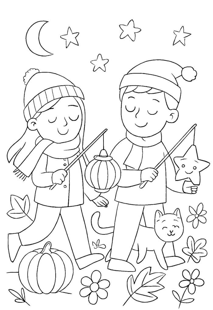 Chủ để lễ hội tô màu trung thu