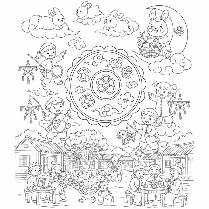 Chủ để truyền thống tô màu trung thu