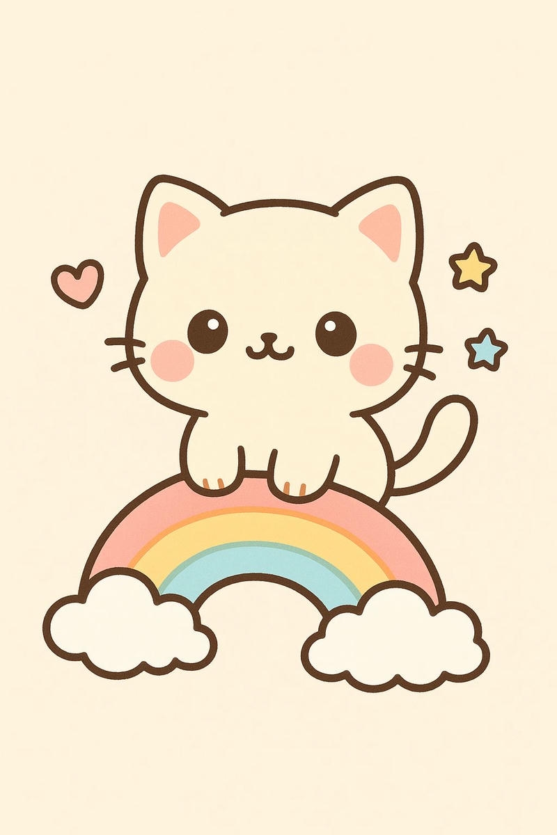 Chú mèo trắng chibi con vậty ngộ nghĩnh