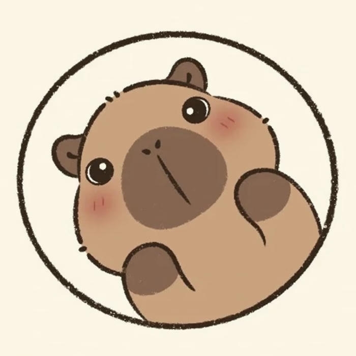 Con capybara chibi cười mỉm hiền