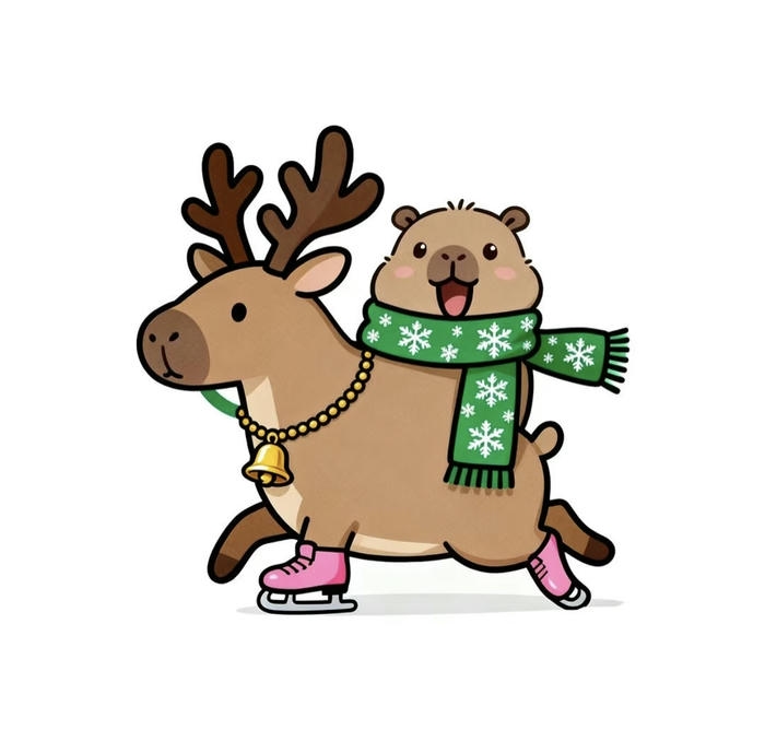 Con capybara chibi đội khăn ấm