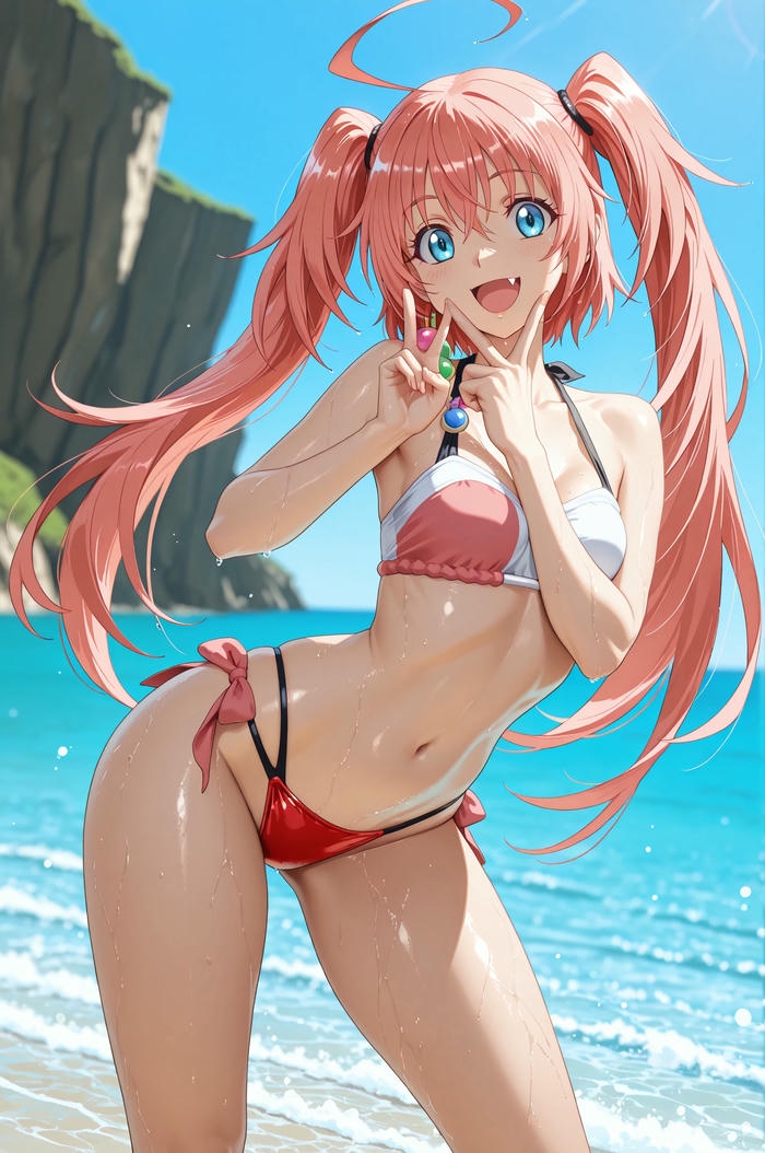 Gái anime mặc bikini với thiết kế trang phục biển điệu đà
