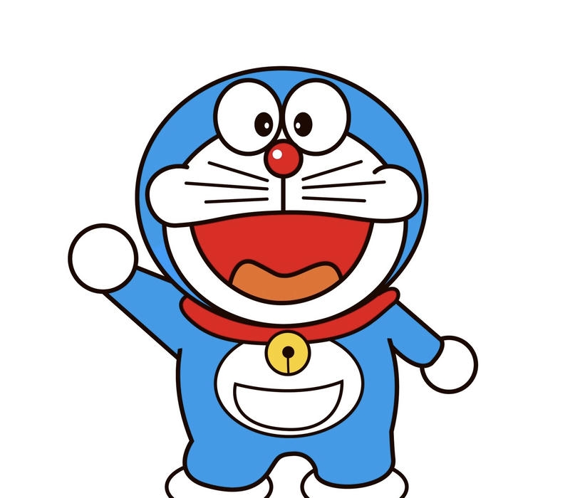 Gương mặt cười tươi của mèo máy Doraemon chibi